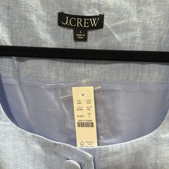 J. Crew French Blue Buttoned linen top new with tags size 2 - Picture 2 of 4